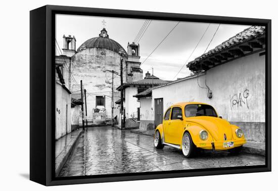 ?Viva Mexico! B&W Collection - Yellow VW Beetle Car in San Cristobal de Las Casas-Philippe Hugonnard-Framed Premier Image Canvas