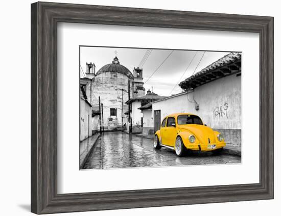 ?Viva Mexico! B&W Collection - Yellow VW Beetle Car in San Cristobal de Las Casas-Philippe Hugonnard-Framed Photographic Print