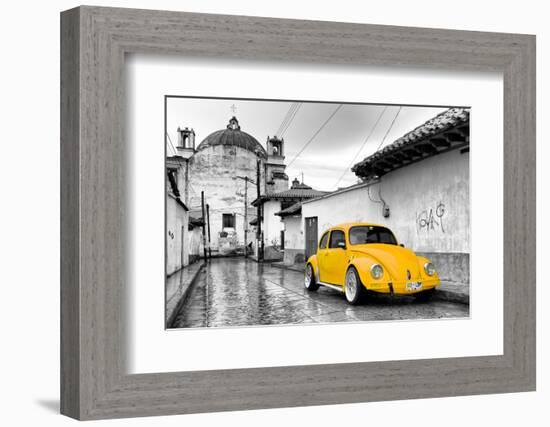 ?Viva Mexico! B&W Collection - Yellow VW Beetle Car in San Cristobal de Las Casas-Philippe Hugonnard-Framed Photographic Print