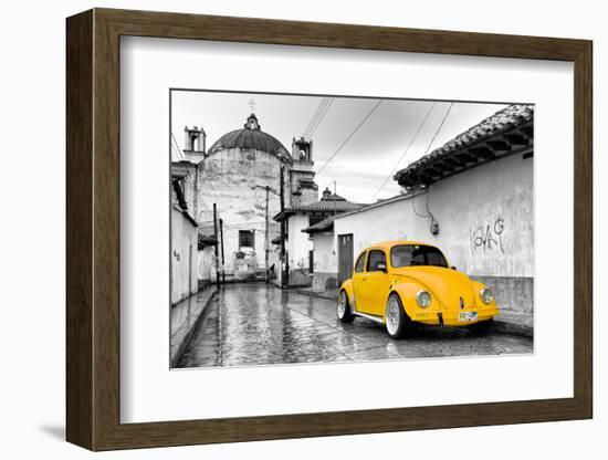 ?Viva Mexico! B&W Collection - Yellow VW Beetle Car in San Cristobal de Las Casas-Philippe Hugonnard-Framed Photographic Print