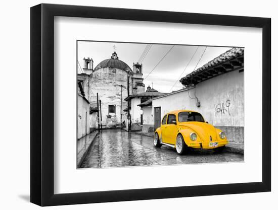 ?Viva Mexico! B&W Collection - Yellow VW Beetle Car in San Cristobal de Las Casas-Philippe Hugonnard-Framed Photographic Print