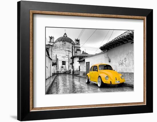 ?Viva Mexico! B&W Collection - Yellow VW Beetle Car in San Cristobal de Las Casas-Philippe Hugonnard-Framed Photographic Print