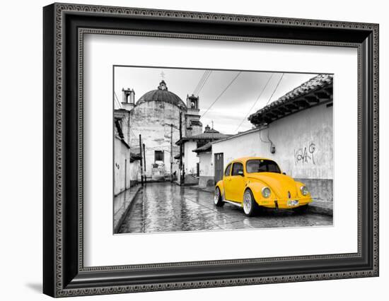 ?Viva Mexico! B&W Collection - Yellow VW Beetle Car in San Cristobal de Las Casas-Philippe Hugonnard-Framed Photographic Print