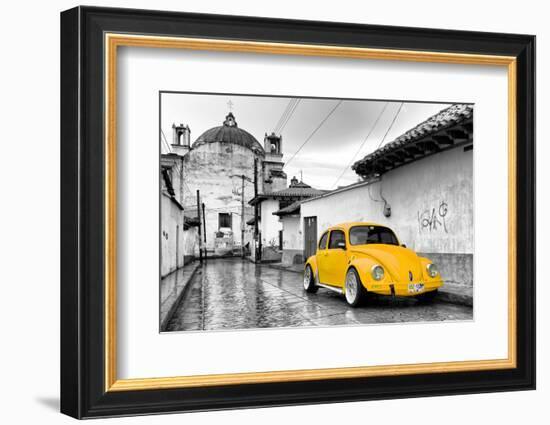 ?Viva Mexico! B&W Collection - Yellow VW Beetle Car in San Cristobal de Las Casas-Philippe Hugonnard-Framed Photographic Print