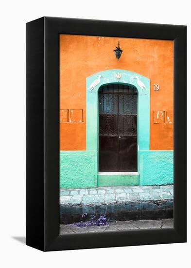 ¡Viva Mexico! Collection - 19e Door and Orange Wall-Philippe Hugonnard-Framed Premier Image Canvas