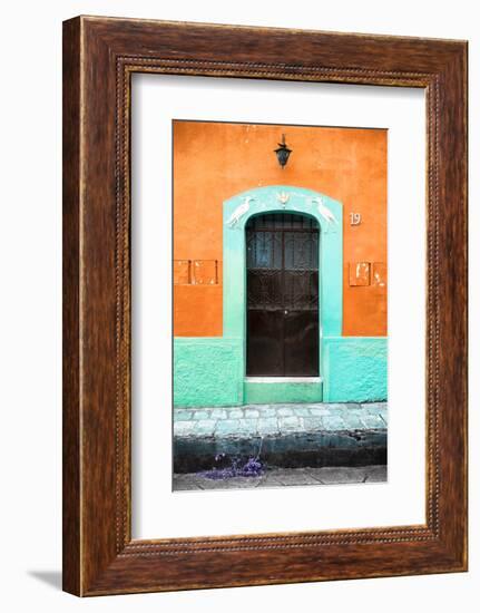 ¡Viva Mexico! Collection - 19e Door and Orange Wall-Philippe Hugonnard-Framed Photographic Print