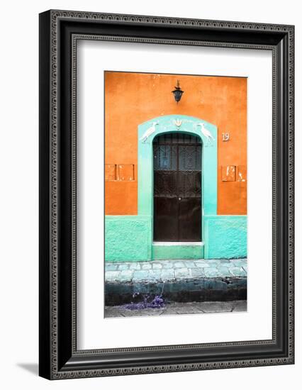 ¡Viva Mexico! Collection - 19e Door and Orange Wall-Philippe Hugonnard-Framed Photographic Print