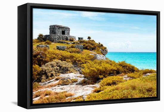 ¡Viva Mexico! Collection - Ancient Mayan Fortress in Riviera Maya with Fall Colors - Tulum-Philippe Hugonnard-Framed Premier Image Canvas