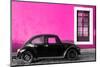 ¡Viva Mexico! Collection - Black VW Beetle Car with Pink Street Wall-Philippe Hugonnard-Mounted Photographic Print