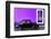 ¡Viva Mexico! Collection - Black VW Beetle Car with Purple Street Wall-Philippe Hugonnard-Framed Photographic Print