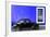 ¡Viva Mexico! Collection - Black VW Beetle Car with Royal Blue Street Wall-Philippe Hugonnard-Framed Photographic Print