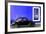 ¡Viva Mexico! Collection - Black VW Beetle Car with Royal Blue Street Wall-Philippe Hugonnard-Framed Photographic Print