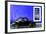 ¡Viva Mexico! Collection - Black VW Beetle Car with Royal Blue Street Wall-Philippe Hugonnard-Framed Photographic Print