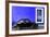 ¡Viva Mexico! Collection - Black VW Beetle Car with Royal Blue Street Wall-Philippe Hugonnard-Framed Photographic Print