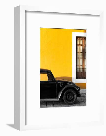 ¡Viva Mexico! Collection - Black VW Beetle with Gold Street Wall-Philippe Hugonnard-Framed Photographic Print