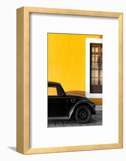 ¡Viva Mexico! Collection - Black VW Beetle with Gold Street Wall-Philippe Hugonnard-Framed Photographic Print