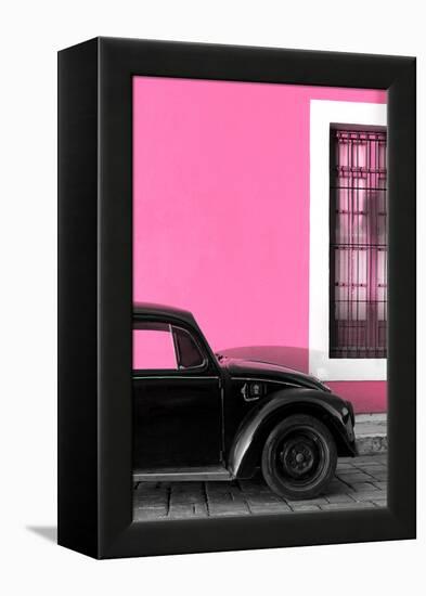 ¡Viva Mexico! Collection - Black VW Beetle with Hot Pink Street Wall-Philippe Hugonnard-Framed Premier Image Canvas