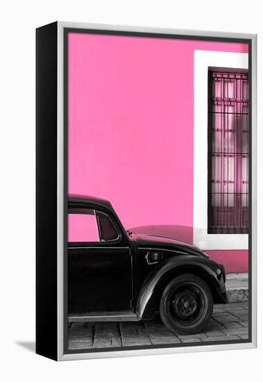 ¡Viva Mexico! Collection - Black VW Beetle with Hot Pink Street Wall-Philippe Hugonnard-Framed Premier Image Canvas