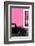 ¡Viva Mexico! Collection - Black VW Beetle with Hot Pink Street Wall-Philippe Hugonnard-Framed Photographic Print