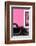 ¡Viva Mexico! Collection - Black VW Beetle with Hot Pink Street Wall-Philippe Hugonnard-Framed Photographic Print