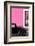 ¡Viva Mexico! Collection - Black VW Beetle with Hot Pink Street Wall-Philippe Hugonnard-Framed Photographic Print