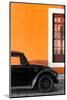 ¡Viva Mexico! Collection - Black VW Beetle with Orange Street Wall-Philippe Hugonnard-Mounted Photographic Print