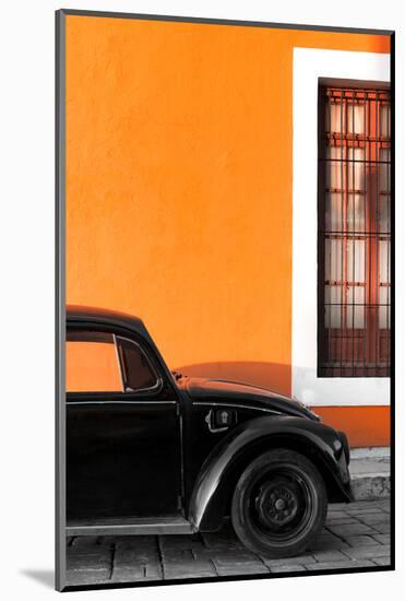 ¡Viva Mexico! Collection - Black VW Beetle with Orange Street Wall-Philippe Hugonnard-Mounted Photographic Print