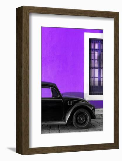 ¡Viva Mexico! Collection - Black VW Beetle with Purple Street Wall-Philippe Hugonnard-Framed Photographic Print