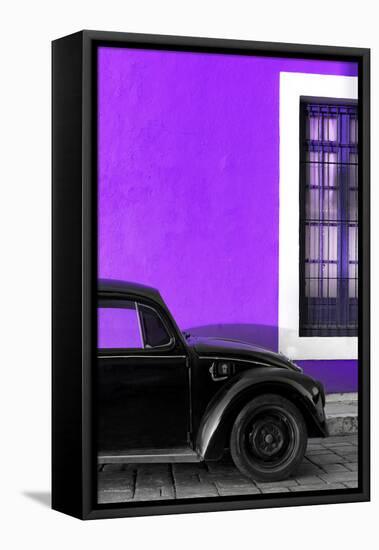 ¡Viva Mexico! Collection - Black VW Beetle with Purple Street Wall-Philippe Hugonnard-Framed Premier Image Canvas