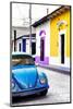 ¡Viva Mexico! Collection - Blue VW Beetle Car and Colorful Houses II-Philippe Hugonnard-Mounted Photographic Print