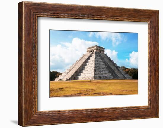 ¡Viva Mexico! Collection - El Castillo Pyramid with Fall Colors in Chichen Itza-Philippe Hugonnard-Framed Photographic Print