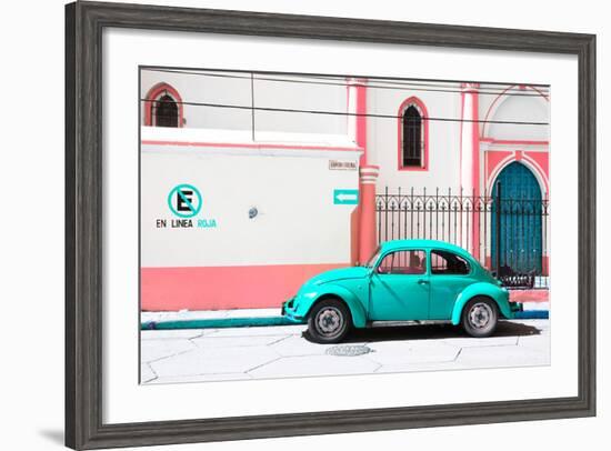 ¡Viva Mexico! Collection - "En Linea Roja" Turquoise VW Beetle Car-Philippe Hugonnard-Framed Photographic Print