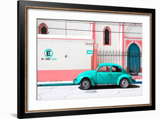 ¡Viva Mexico! Collection - "En Linea Roja" Turquoise VW Beetle Car-Philippe Hugonnard-Framed Photographic Print