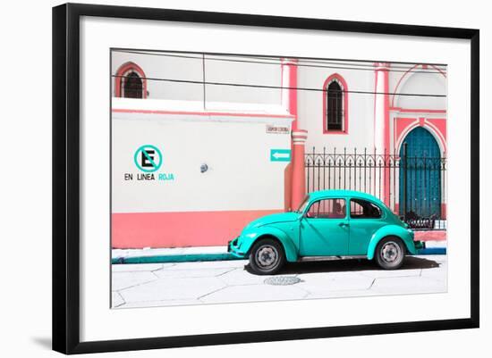 ¡Viva Mexico! Collection - "En Linea Roja" Turquoise VW Beetle Car-Philippe Hugonnard-Framed Photographic Print