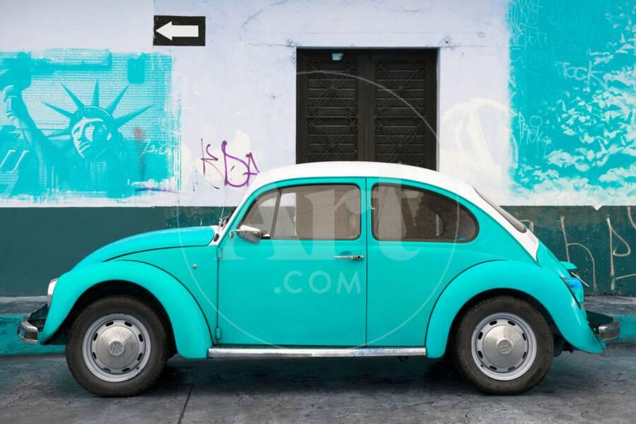 Viva Mexico Collection Light Blue Vw Beetle Car And American Collection Light Blue Vw Beetle Car And American Graffiti Photographic Print By Philippe Hugonnard Art