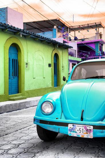 Viva Mexico Collection Light Blue Vw Beetle Car In A Colorful Collection Light Blue Vw Beetle Car In A Colorful Street Photographic Print By Philippe Hugonnard Art