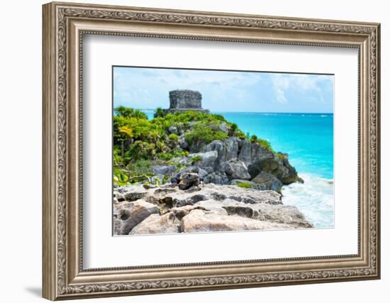 ¡Viva Mexico! Collection - Mayan Archaeological Site with Iguana II - Tulum-Philippe Hugonnard-Framed Photographic Print