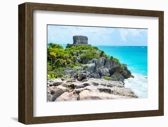 ¡Viva Mexico! Collection - Mayan Archaeological Site with Iguana II - Tulum-Philippe Hugonnard-Framed Photographic Print