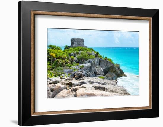 ¡Viva Mexico! Collection - Mayan Archaeological Site with Iguana II - Tulum-Philippe Hugonnard-Framed Photographic Print