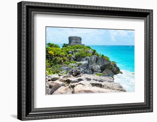 ¡Viva Mexico! Collection - Mayan Archaeological Site with Iguana II - Tulum-Philippe Hugonnard-Framed Photographic Print