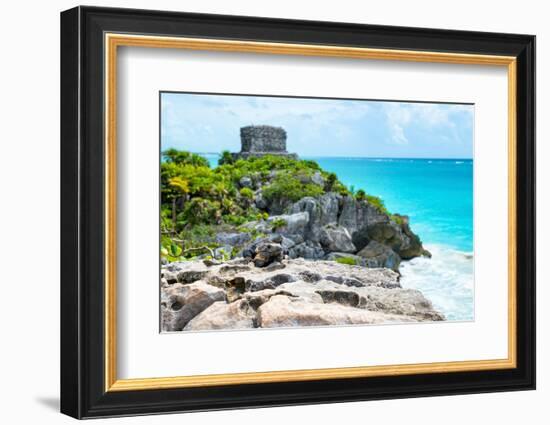 ¡Viva Mexico! Collection - Mayan Archaeological Site with Iguana II - Tulum-Philippe Hugonnard-Framed Photographic Print