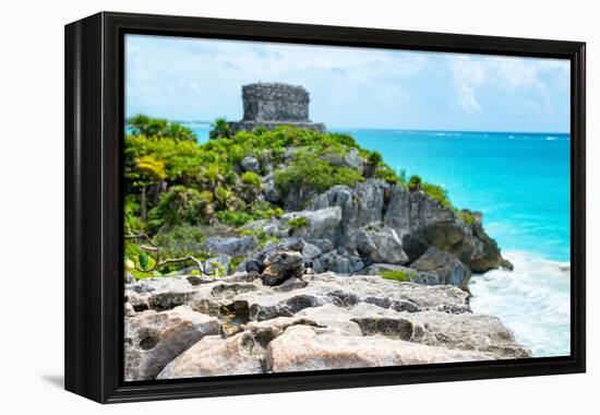 ¡Viva Mexico! Collection - Mayan Archaeological Site with Iguana II - Tulum-Philippe Hugonnard-Framed Premier Image Canvas