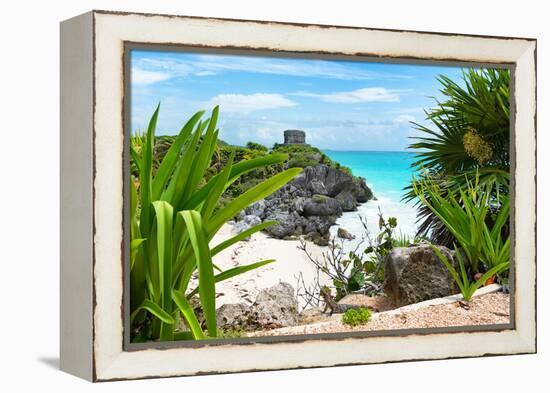 ¡Viva Mexico! Collection - Mayan Archaeological Site with Iguana - Tulum-Philippe Hugonnard-Framed Premier Image Canvas