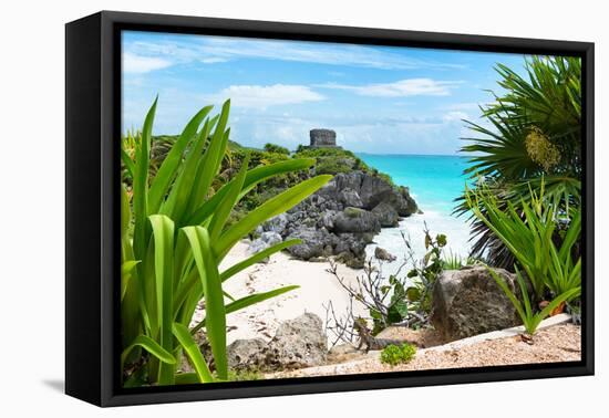 ¡Viva Mexico! Collection - Mayan Archaeological Site with Iguana - Tulum-Philippe Hugonnard-Framed Premier Image Canvas