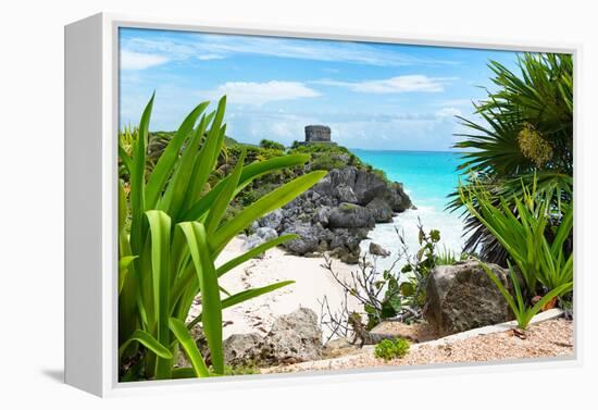 ¡Viva Mexico! Collection - Mayan Archaeological Site with Iguana - Tulum-Philippe Hugonnard-Framed Premier Image Canvas