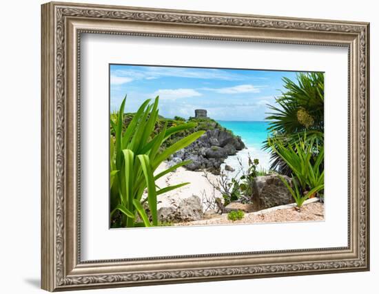 ¡Viva Mexico! Collection - Mayan Archaeological Site with Iguana - Tulum-Philippe Hugonnard-Framed Photographic Print