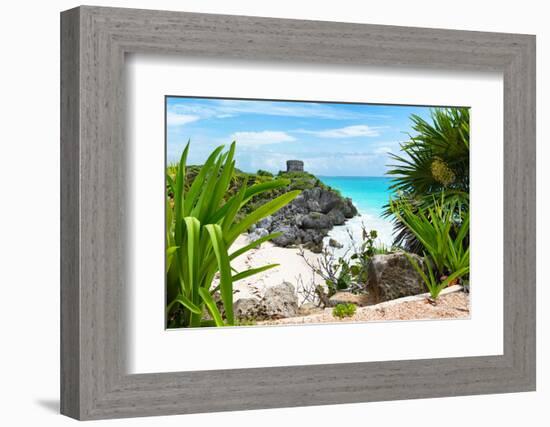 ¡Viva Mexico! Collection - Mayan Archaeological Site with Iguana - Tulum-Philippe Hugonnard-Framed Photographic Print