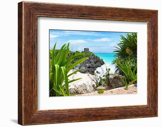 ¡Viva Mexico! Collection - Mayan Archaeological Site with Iguana - Tulum-Philippe Hugonnard-Framed Photographic Print