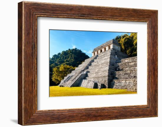 ¡Viva Mexico! Collection - Mayan Temple of Inscriptions with Fall Colors - Palenque-Philippe Hugonnard-Framed Photographic Print