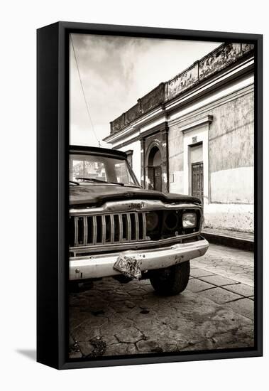 ¡Viva Mexico! Collection - Old Black Jeep and Colorful Street IV-Philippe Hugonnard-Framed Premier Image Canvas